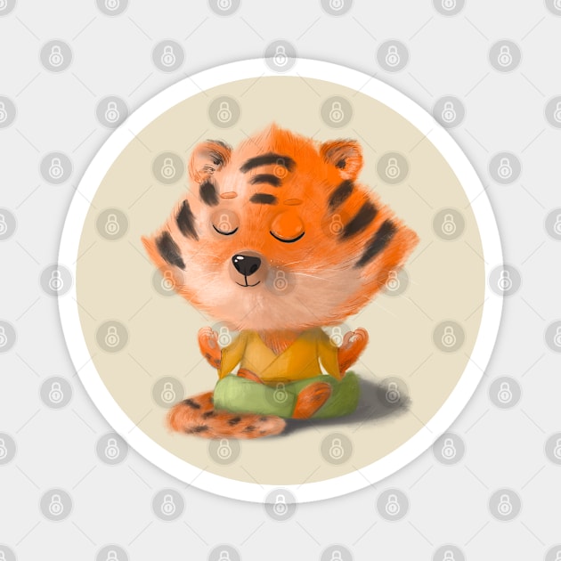 Yoga Tiger Magnet by Ta_bahdanava